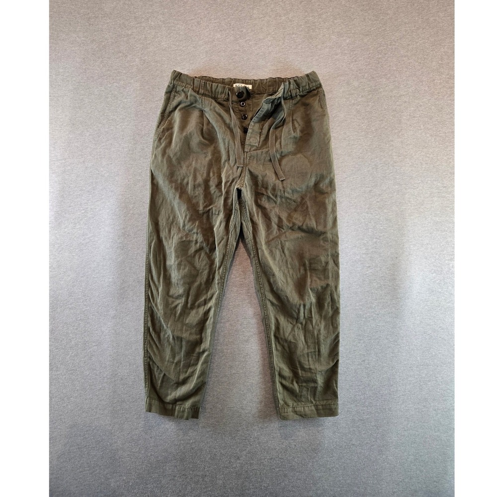 Alex Mill Pants Mens Medium Olive Green Cotton Linen Blend Pull On Button Fly